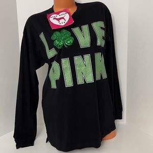 Victoria’s Secret PINK XS Logo Sequin Long-sleeve Shirt Glitter